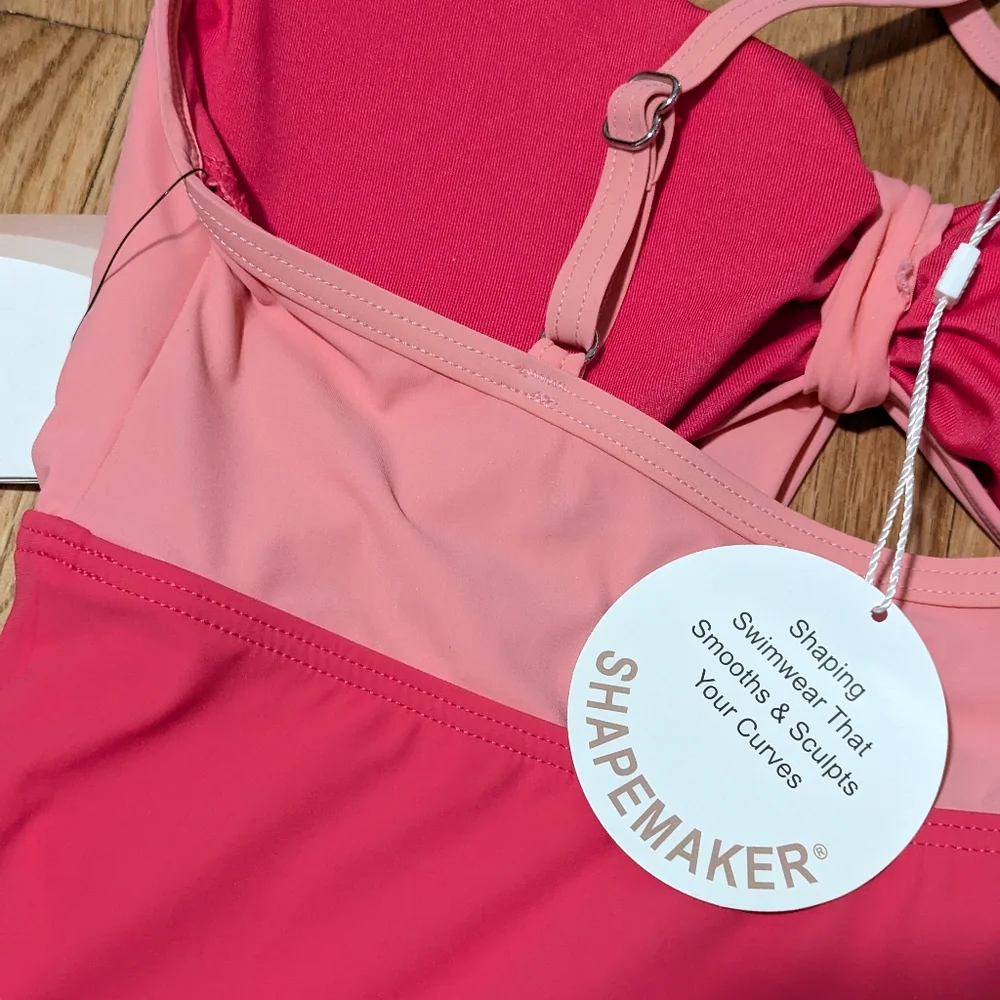 Contours Coco Reef Pink One Piece Peek a boo Skirted One Piece Swimsuit 10 34C - Picture 10 of 11